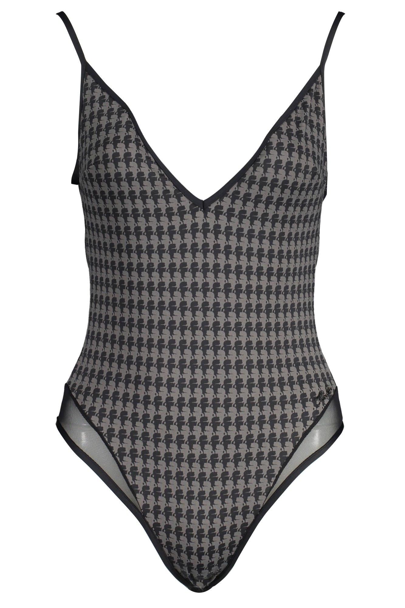 KARL LAGERFELD BEACHWEAR WOMENS ONE-PIECE SWIMSUIT BLACK