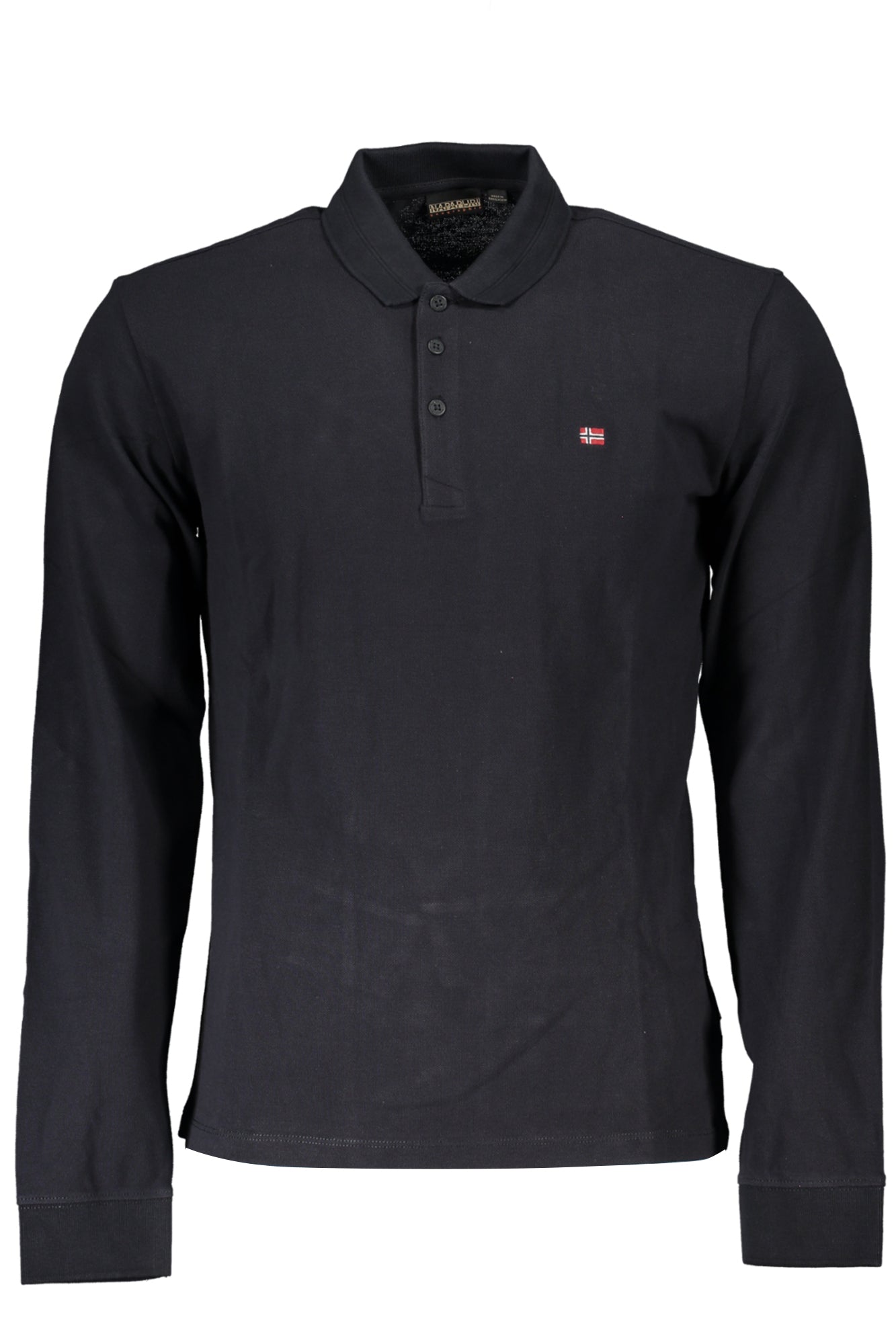 NAPAPIJRI MENS BLACK LONG SLEEVED POLO SHIRT