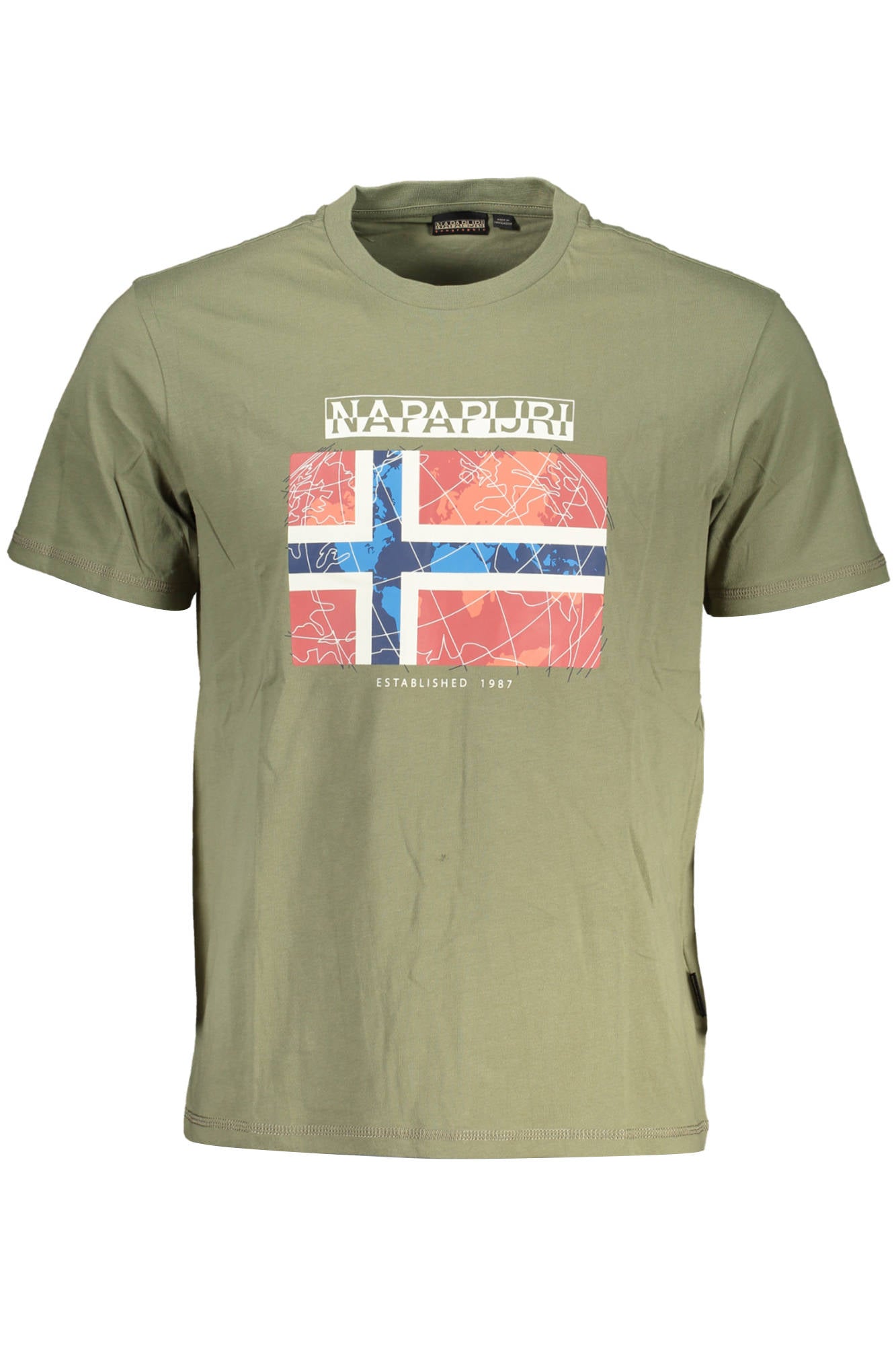 NAPAPIJRI GREEN MENS SHORT SLEEVE T-SHIRT