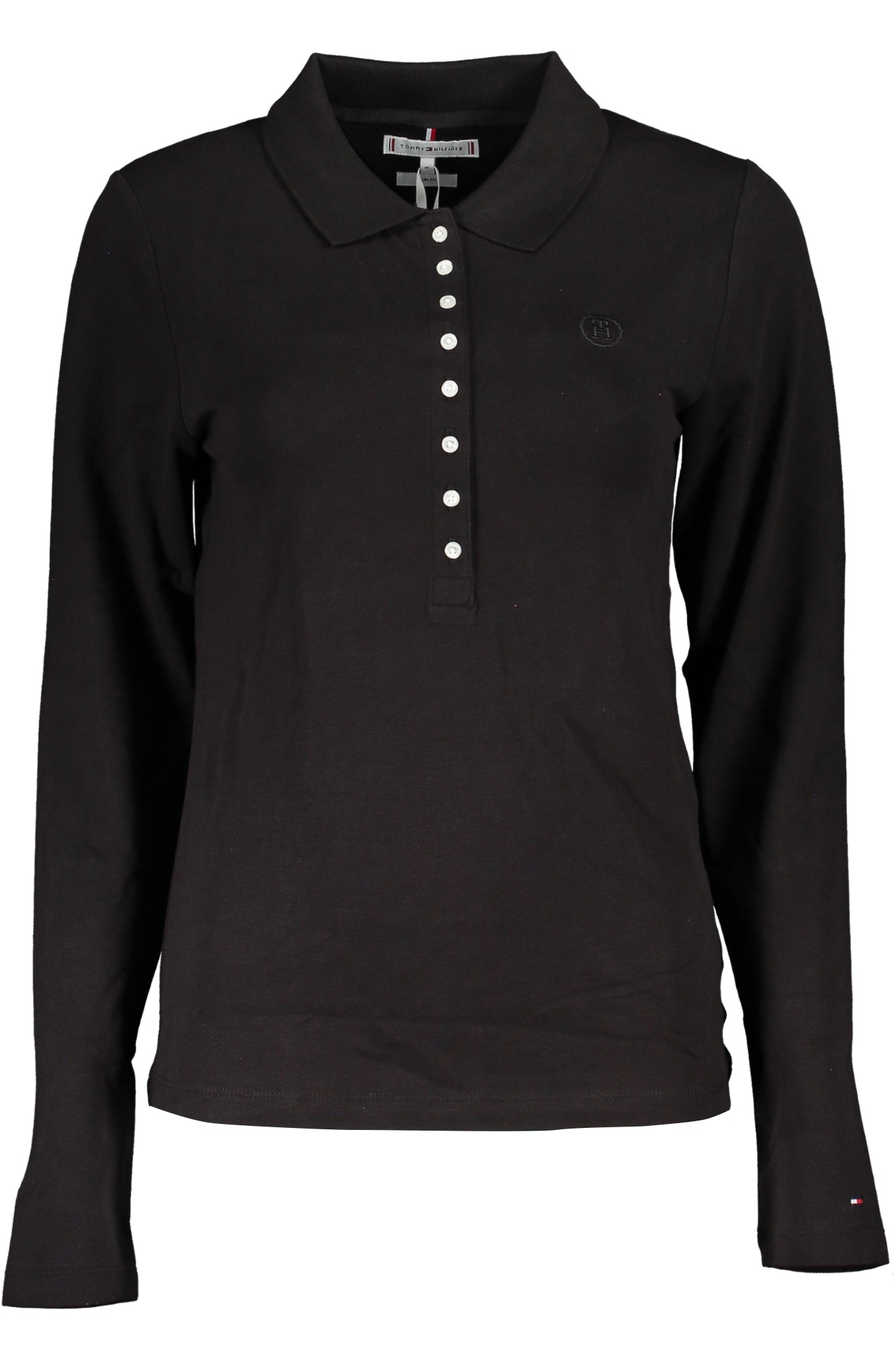 TOMMY HILFIGER WOMENS LONG SLEEVE POLO SHIRT BLACK