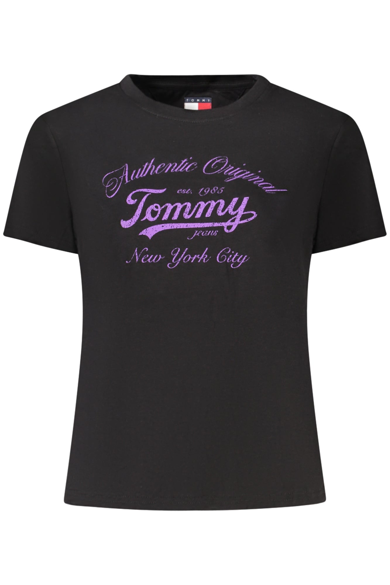 TOMMY HILFIGER WOMENS SHORT-SLEEVE T-SHIRT BLACK